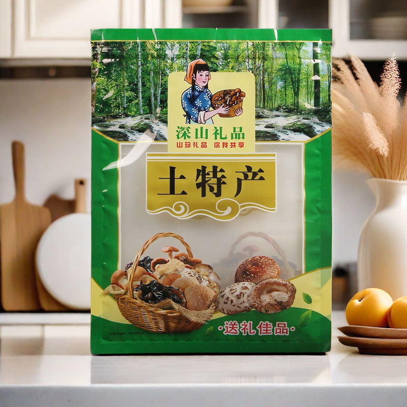 Deep mountain gift local specialty packaging bag Black Fungus Mushroom self-sealing zipper transparent agricultural products bag 250 grams and a half jin