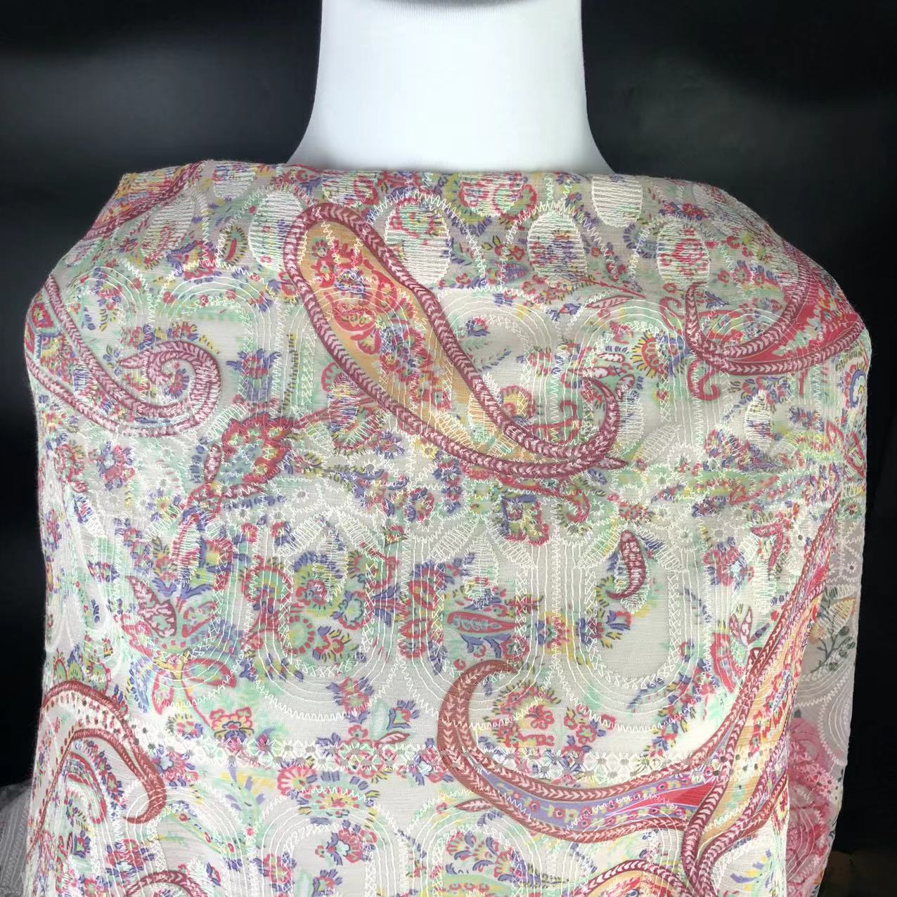 Xiaojun Textile Cashew Flower Pattern Computer Embroidery Printed Fabric Chinese Print Children's Clothing Fabric Dress Han Dynasty