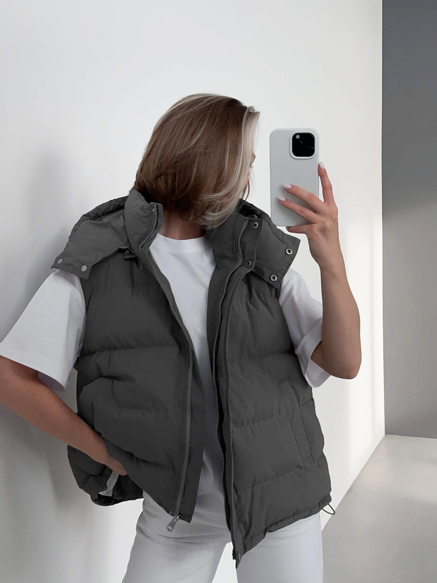 Picture of Cross-Border Cotton Vest European and American 2025 Autumn and Winter New Trendy Sexy Outer Sleeveless Hooded down Cotton Jacket