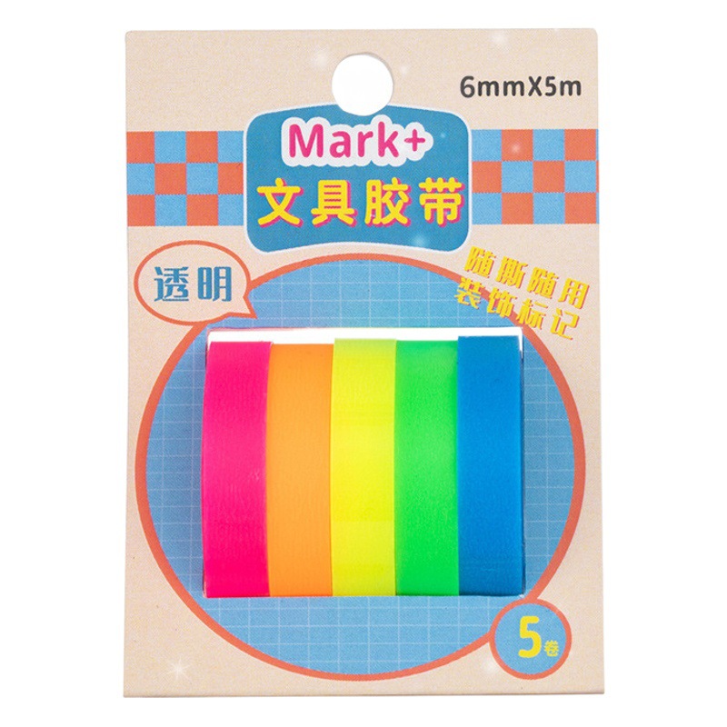 Fluorescent Post-it Tape Japanese Students Reading Mark Index Sticks Very Small Narrow Strip Transparent Free Tear Tape