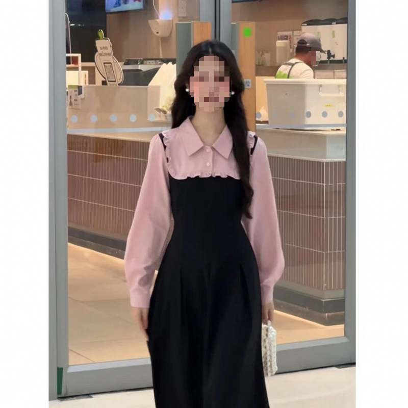 French New Contrasting Color 2025 Spring & Fall Holiday Two-Piece Waist Slimming Look Dress Super Fairy Princess