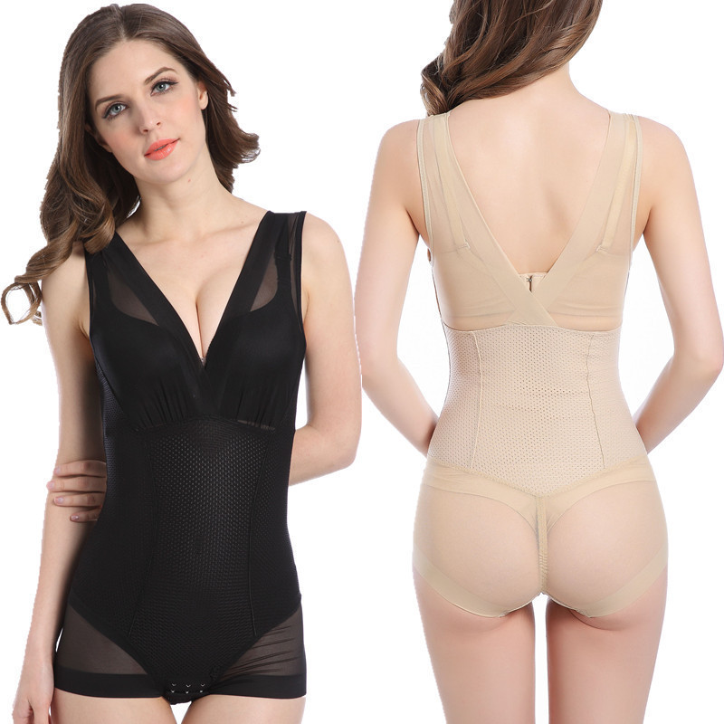 Cross-border Amazon Ultra-thin Breathable One-piece Tunic Postpartum Shaped Abdominal Tinker Enhanced One-piece Slim Clothing for Women