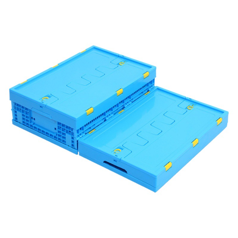 600-170 folding basket with lid 600*400*185 plastic folding basket blue industrial folding basket manufacturer