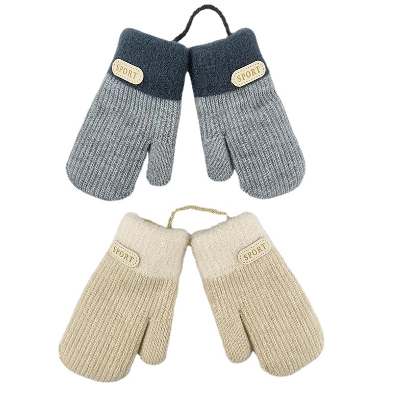 Picture of Autumn and Winter Children's Gloves Hanging Neck fleece-lined Thickened 4-7 Years Old Baby Outdoor Cold-proof Warm Knitted Gloves