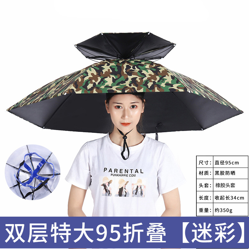 Picture of Large wholesale double-layer wind-resistant sturdy umbrella cap large folding dual-use sturdy sunshade umbrella custom advertising