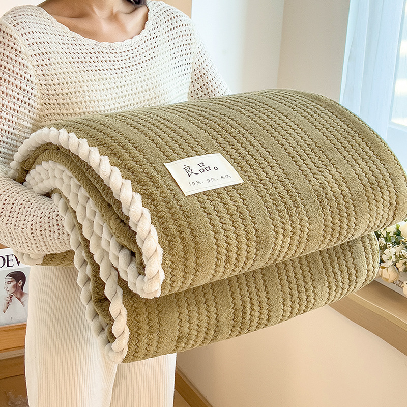 Picture of Cross-border Autumn and Winter Thickened Class A Milk Fleece Jacquard Blanket Office Nap Blanket Coral Fleece Cover Blanket Sofa Blanket
