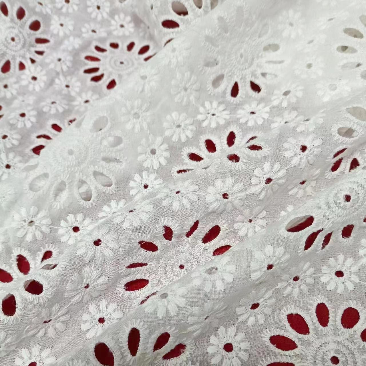 9088 hollow embroidered cotton fabric large hole chrysanthemum women's lining clothing lace cloth DIY manufacturers in stock supply