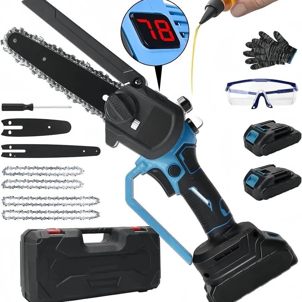 6 8inch Chainsaw Set Mini Rechargeable Electric Chain Saw Household Small Handheld Logging Saw Satchel Garden