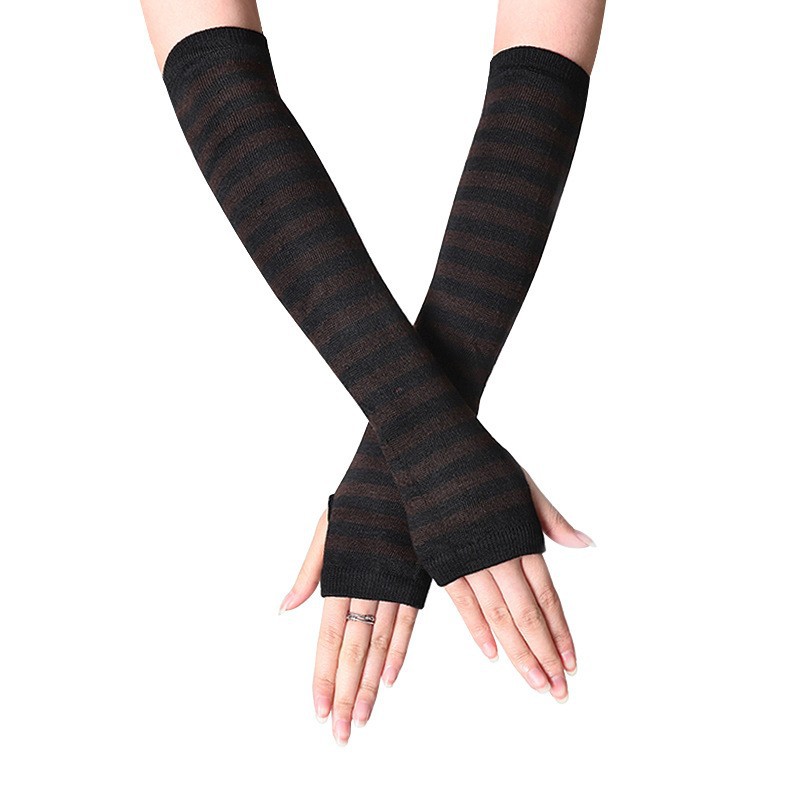 Picture of Korean Style Women's Gloves Half-Finger Gloves Women's Winter Cute Autumn and Winter Long Gloves Arm Covers Fingerless Woolen Gloves