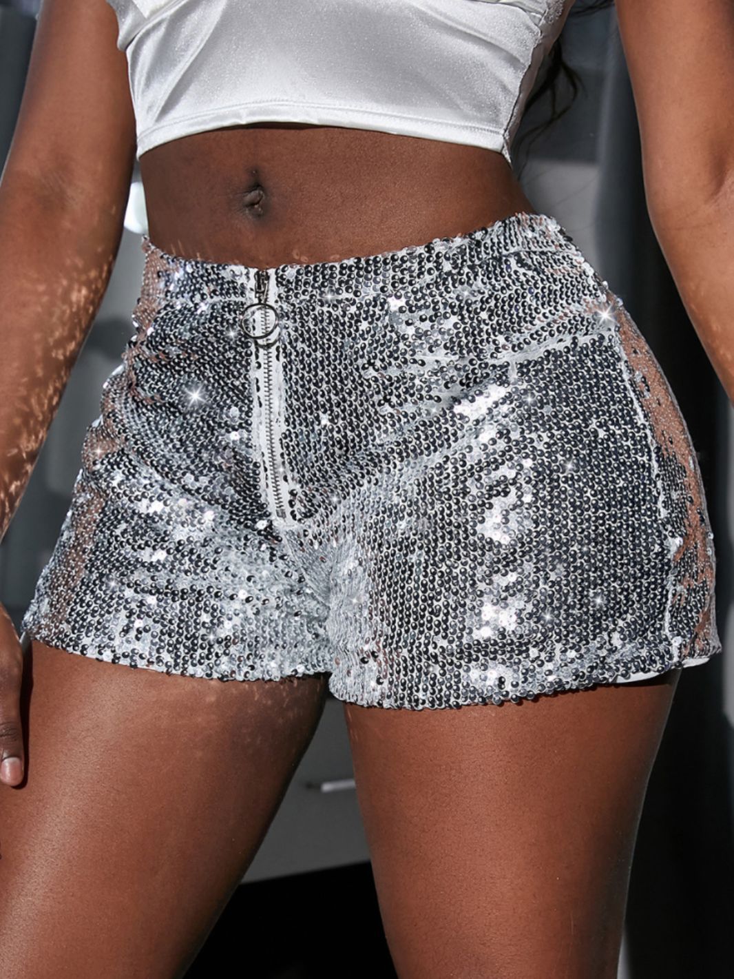 2033# Amazon new European and American versatile sequined high waist shorts casual shorts bar ds leading dance costume