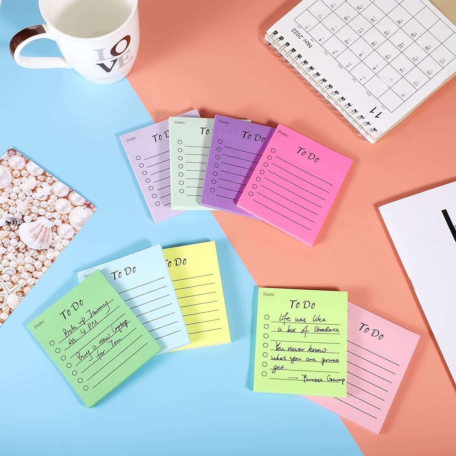 Cross-Border Hot Selling Fluorescent Multi-Color Horizontal Line English Post-It Note Work Record Note Pad Study Plan Notepad