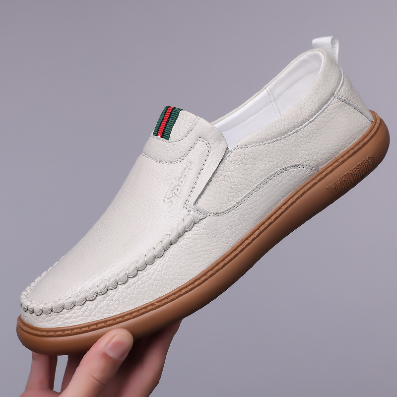 2025 Spring and Autumn Men's Leather Shoes First Layer Cowhide Breathable Casual Shoes Soft Sole Soft Leather Hollow Breathable Leather Sandals 5118