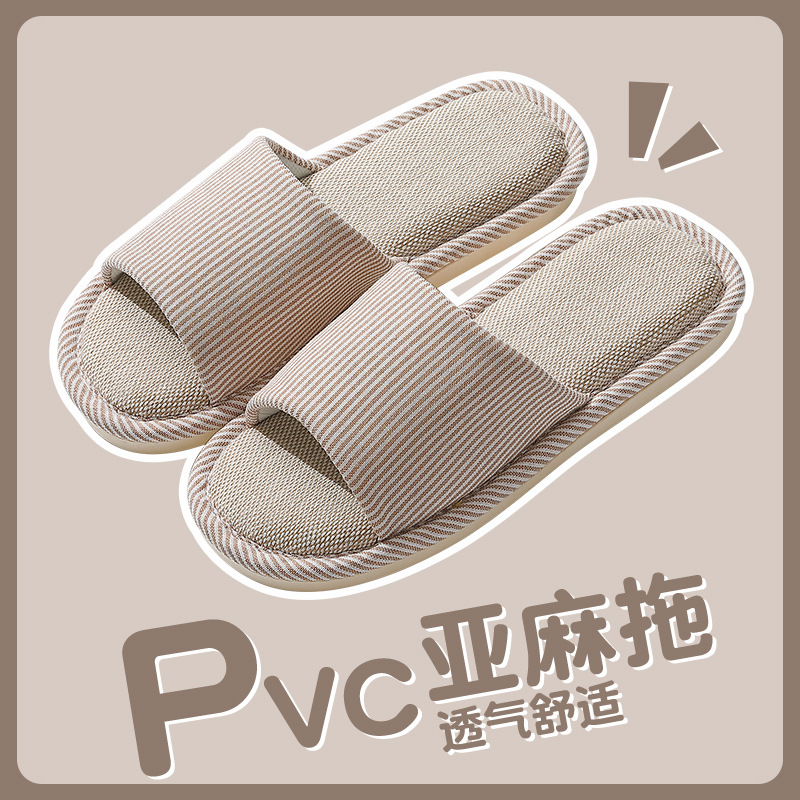 Picture of Linen Slippers for Women for All Seasons, Couples, Home Indoor, Breathable, Sweat-Absorbent, Silent, Soft-Soled, Non-Slip Sandals for Men, Wholesale