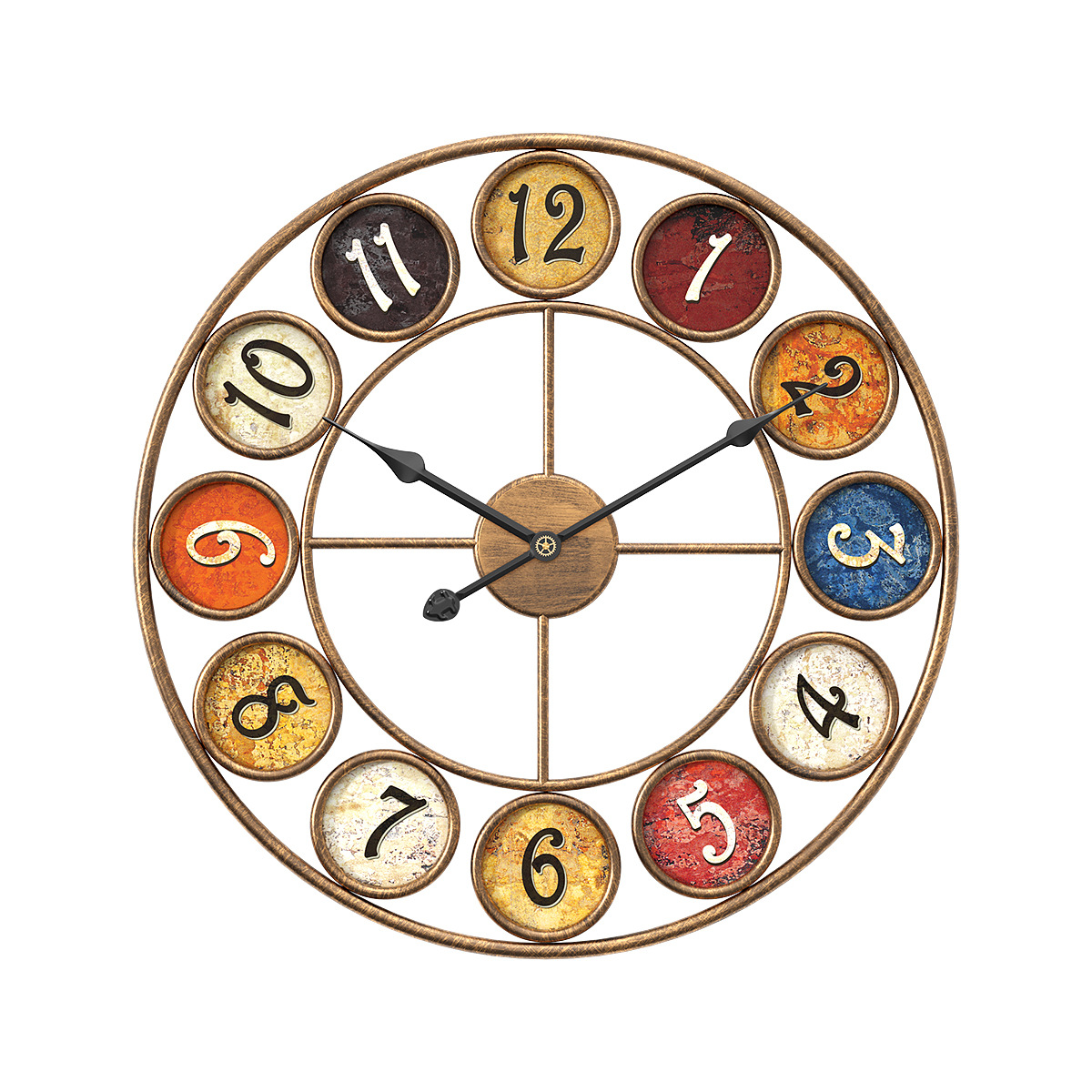 Picture of Amazon Best Selling Creative Clock Background Wall Simple Clock Iron Retro Wall Clock Living Room Study Wall Clock Wholesale