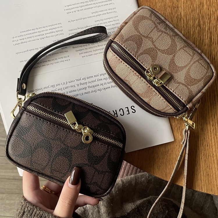 Vintage Letter Coin Purse 2025 New Double Zipper Multifunctional Handbag Coin Small Wallet Convenient Clutch Bag