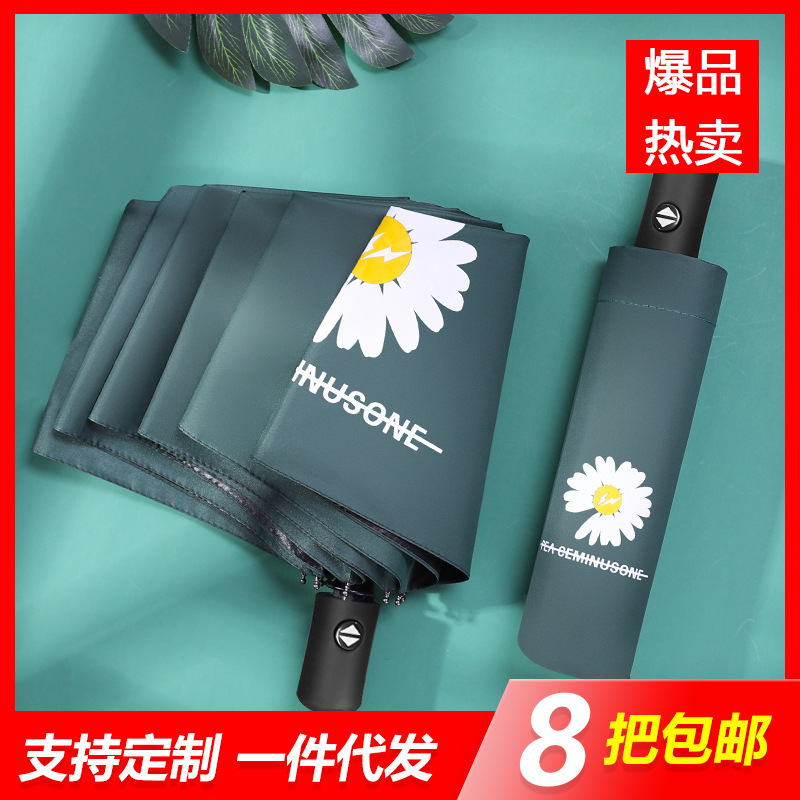 Picture of A large number of wholesale automatic umbrella women's folding dual-purpose umbrella sunscreen UV protection sun umbrella printable advertising