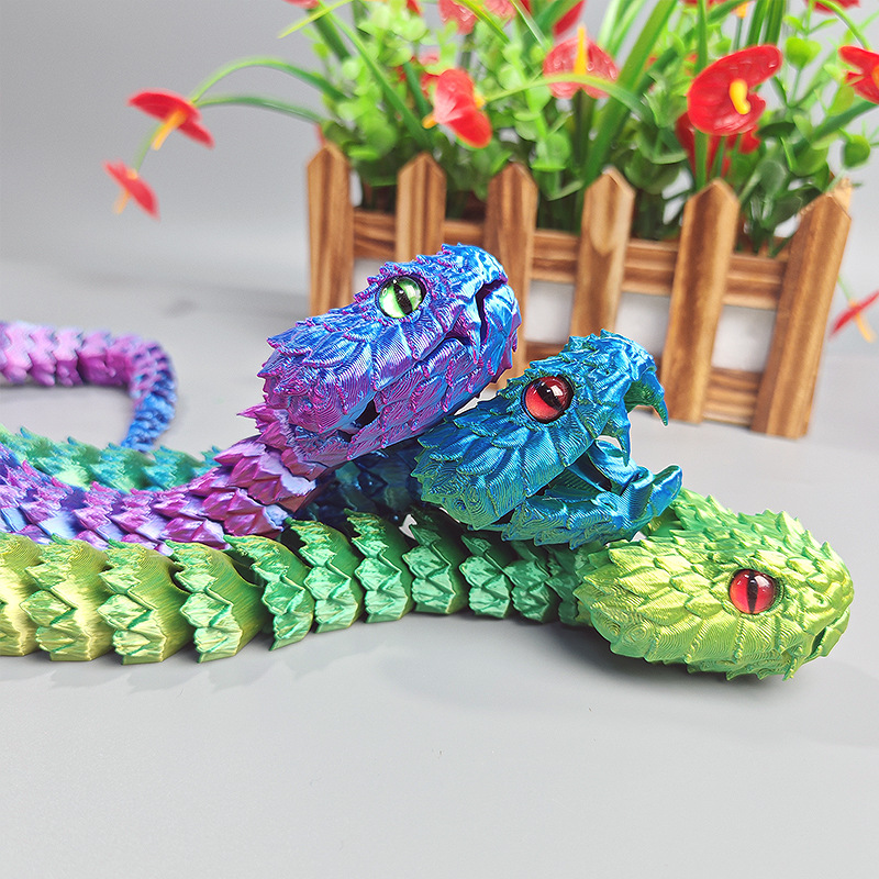 3D Printed Realistic Eye Python Snake That Moves and Bites Fingers, Interactive Prank Toy, Funny Snake Animal Figurine, Stress Relief Craft