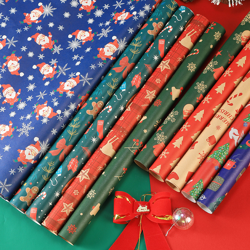 Foreign Trade New Product Christmas Gift Wrapping Paper Thickeneded Kraft Paper Spot Wholesale Christmas Tree Elk Gift Box Packaging