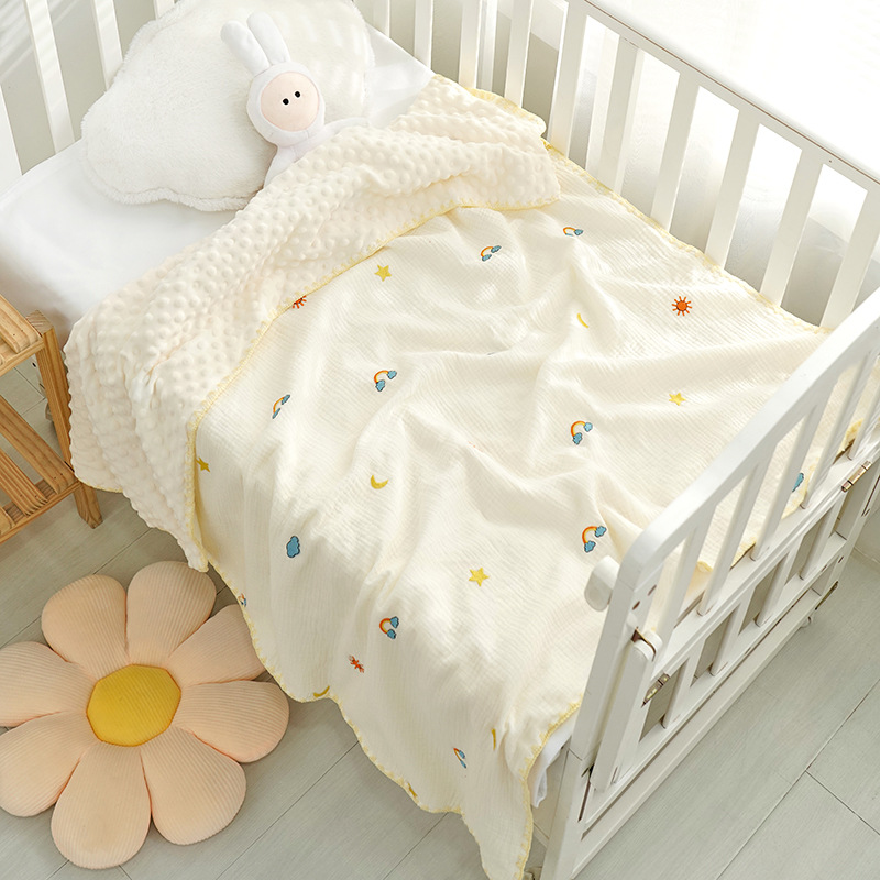 Picture of Bean Blanket Baby Gauze Blanket ins Embroidered Newborn Baby Calming Blanket Children's Blanket Baby's Quilt