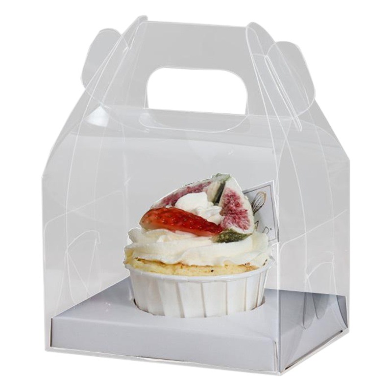 Full Transparent Single-grain Double-grain Portable Box Maffin Cup Wood Bran Cup Pudding West Point Box Cupcake Package Box