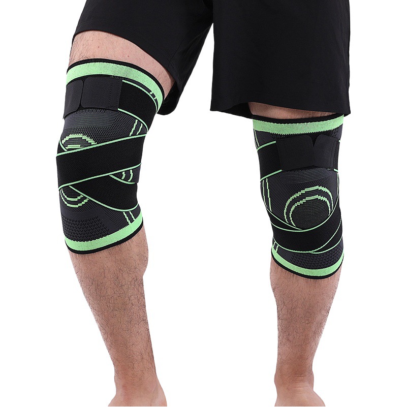 Sports Kneepad Pressurized Knitted Basketball Outdoor Riding Running Fitness Breathable Nylon Non-slip Shock Absorbing Strap
