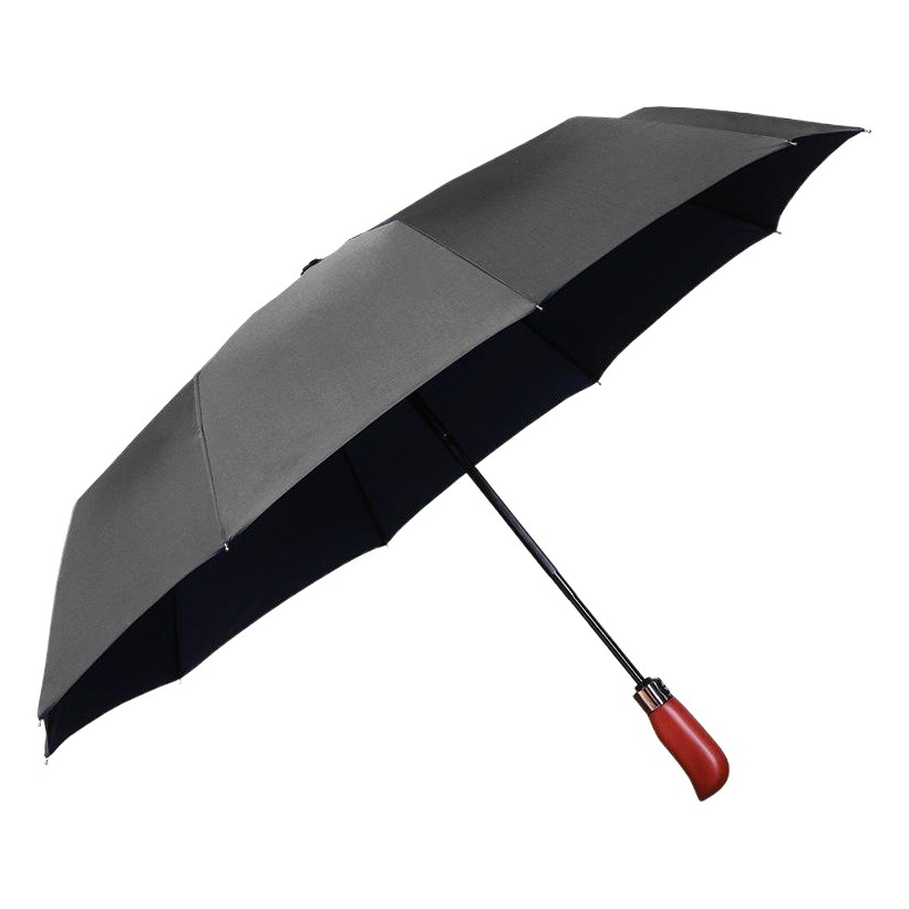 Full-automatic umbrella reinforced wind-resistant large business high-looking men's student wooden handle folding umbrella sunny and rain dual-use umbrella