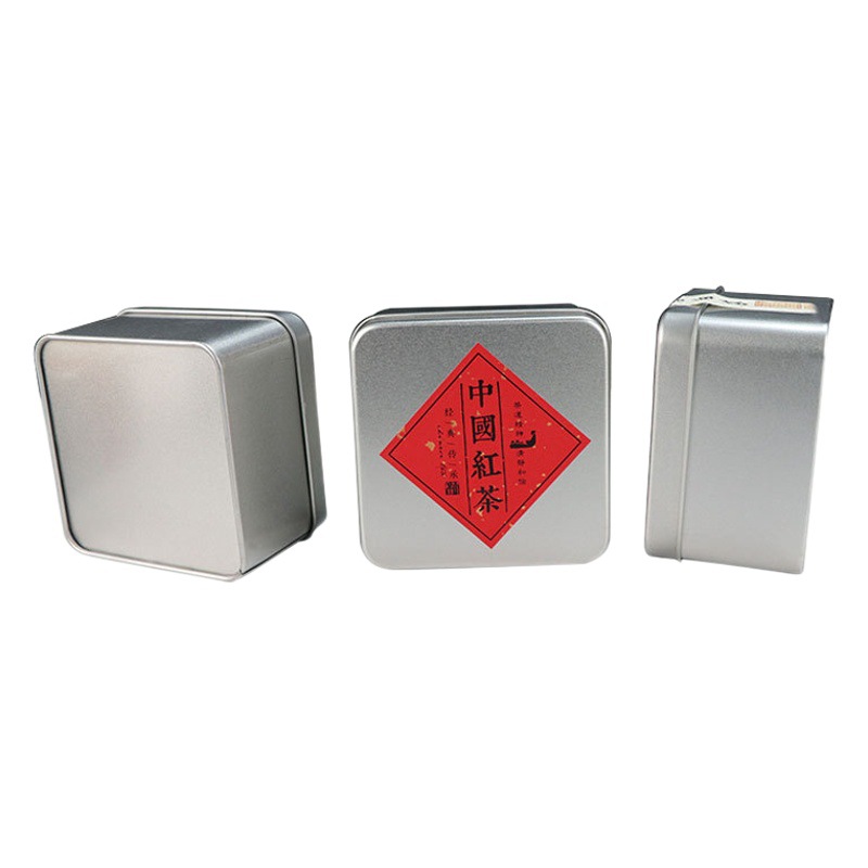 Square Tinplate Tea Box Loose Tea Green Tea Tea Bag Storage Tin Box Packaging Universal Food Box Tea Tin Can