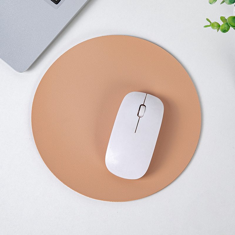 Picture of Small Fresh Round Leather Mouse Pad small size Solid Color Portable Simple Leather Office Desk Mat Computer Mouse Mat