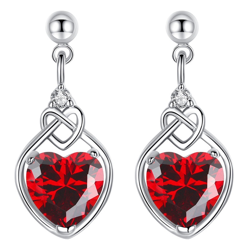 New Xinfei Heart-Shaped Necklace Pendant Earrings Ring Ruby Jewelry Set Jewelry Three-Piece Set for Women Wholesale