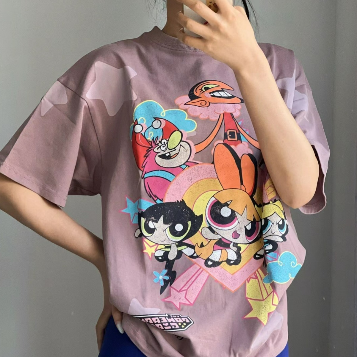 in stock printing label cute little policewoman sports fitness T-shirt cotton loose version of sports T-shirt outside wear women a generation of hair