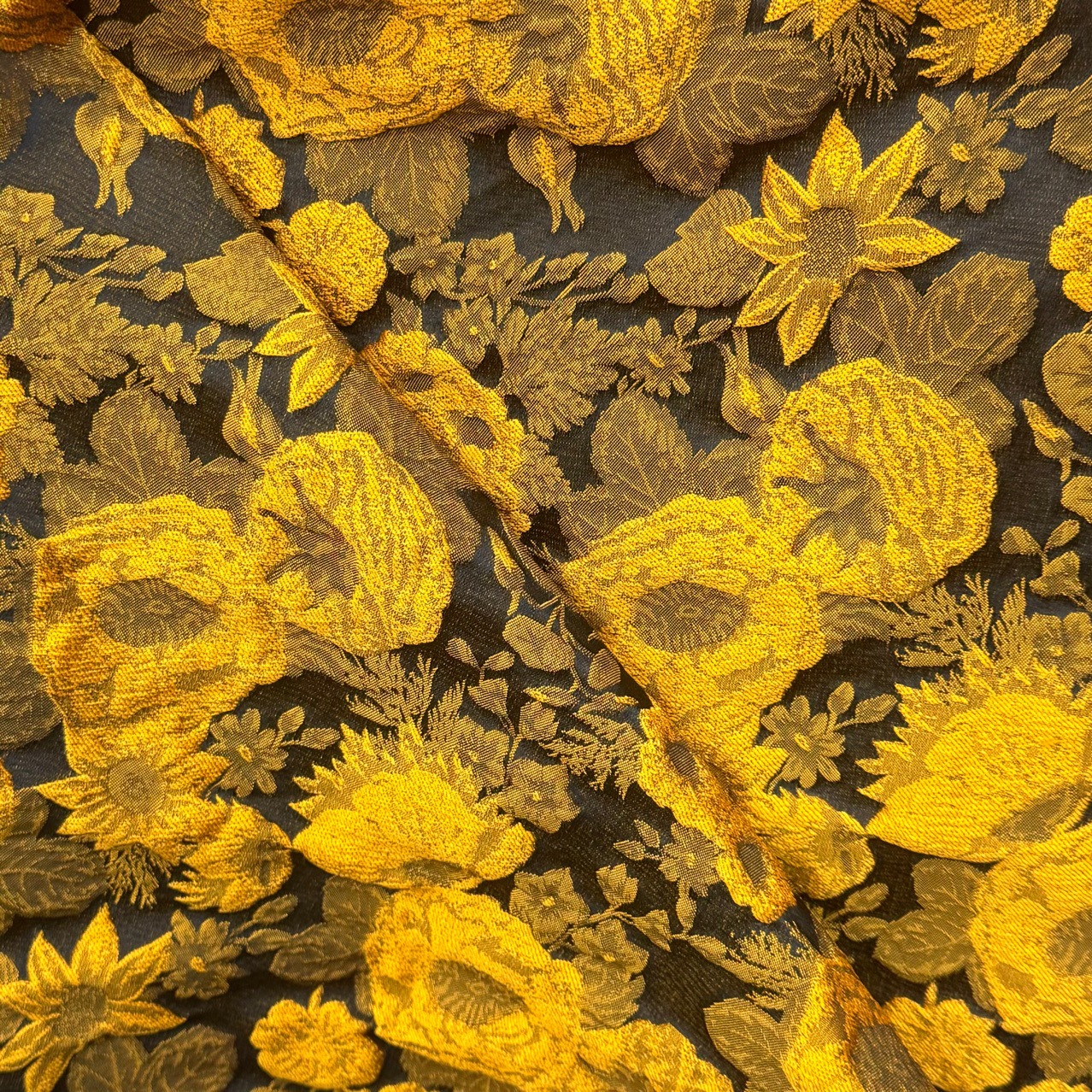 Yellow Flower Pattern Yarn-dyed Woven Jacquard Fabric Suitable for Garment Decorative Sand Cloth Shoes