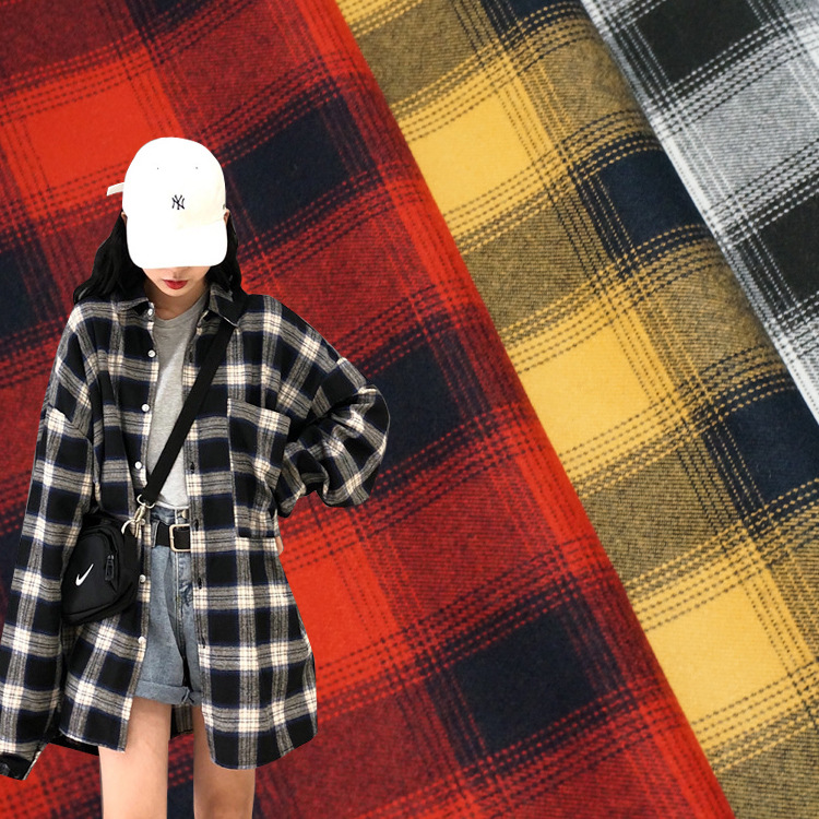 Spot College Style Pleated Skirt Plaid Fabric TR Brushed Stretch Yaded Fabric Casual Shirt Suit Fashion Fabric