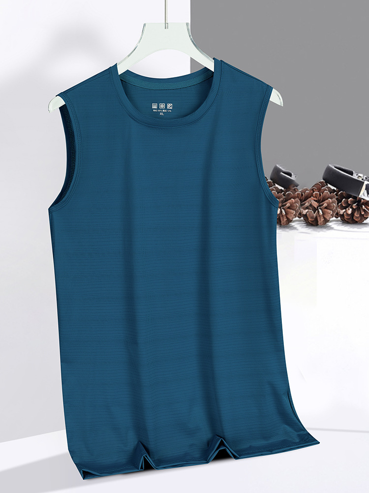 Summer Quick-drying Vest Men's Thin Outdoor Sports Leisure Nylon Quick-drying Clothes Round Neck Military Training Running Sweat Clothes Trendy