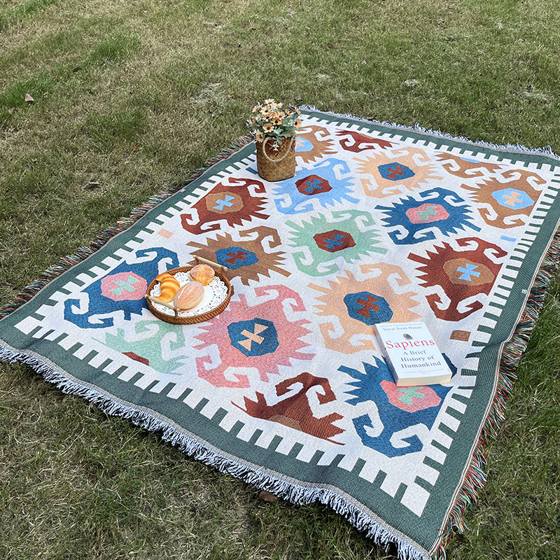 Picture of Picnic mat ins style camping blanket tent floor mat outdoor folding table layout atmosphere decoration essential