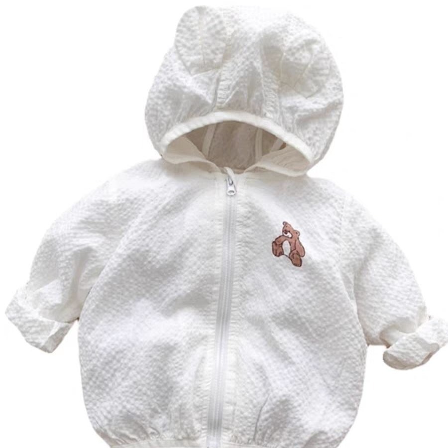 Picture of Baby Summer Wear Sunscreen Suit Baby Thin Breathable Clothes for Going Out Small Coat Air Conditioning Cardigan Long Sleeve Hooded Climbing Suit