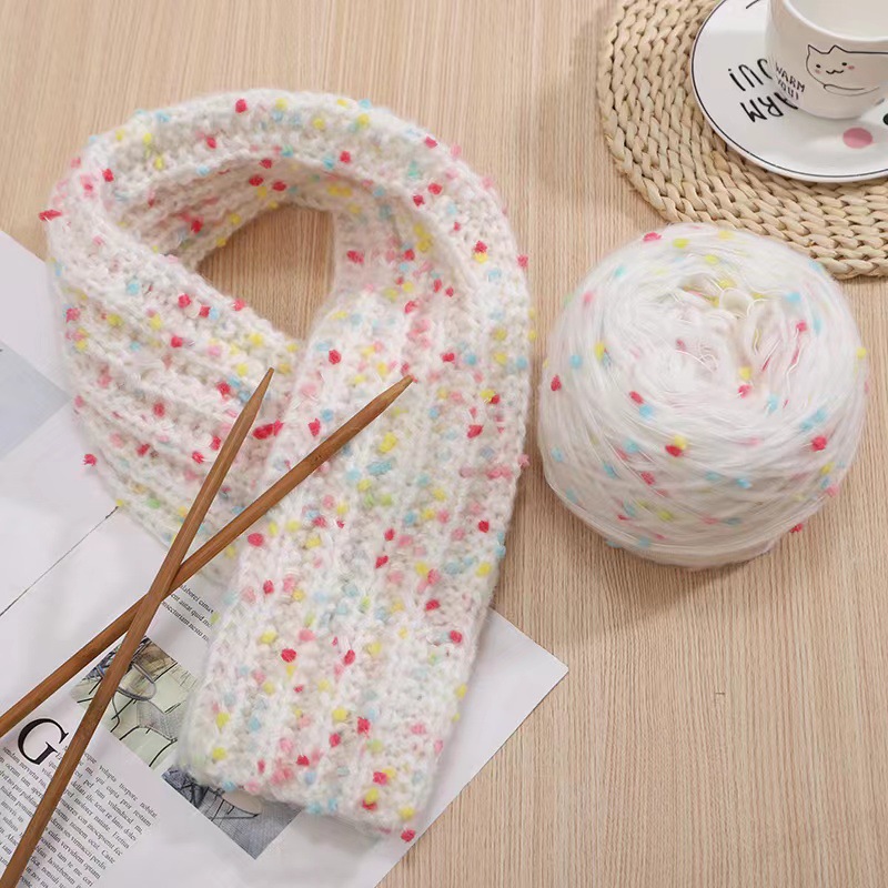 Handmade DIY Rainbow Candy Scarf Knitting Kit with Thick Yarn and Coin Needle Wholesale