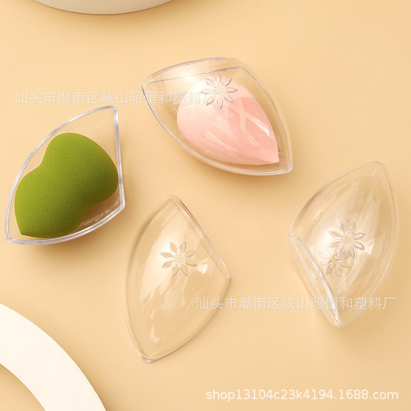 Transparent hollow gourd egg-shaped water drop oblique cut makeup sponge beauty egg puff storage box ps plastic packing box