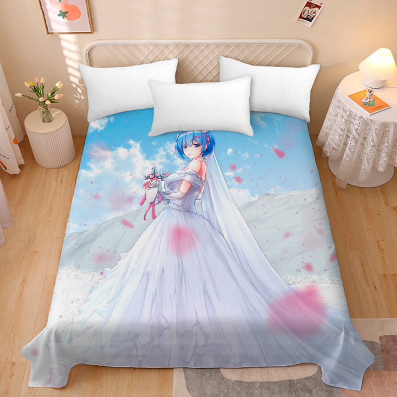 Picture of Anime Two-Dimensional Anime Rem Picture Gentleman 3D Beauty Bed Bed Sheets Single Piece Student Dormitory 1.9m