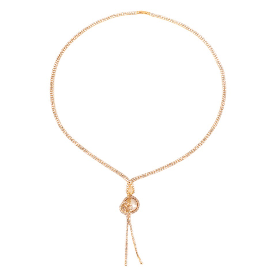 Picture of Elegant Internet Celebrity Shiny Women's Necklace Simple Style Big Ins Geometric Pendant Fashion Commuter Crystal Necklace Jewelry