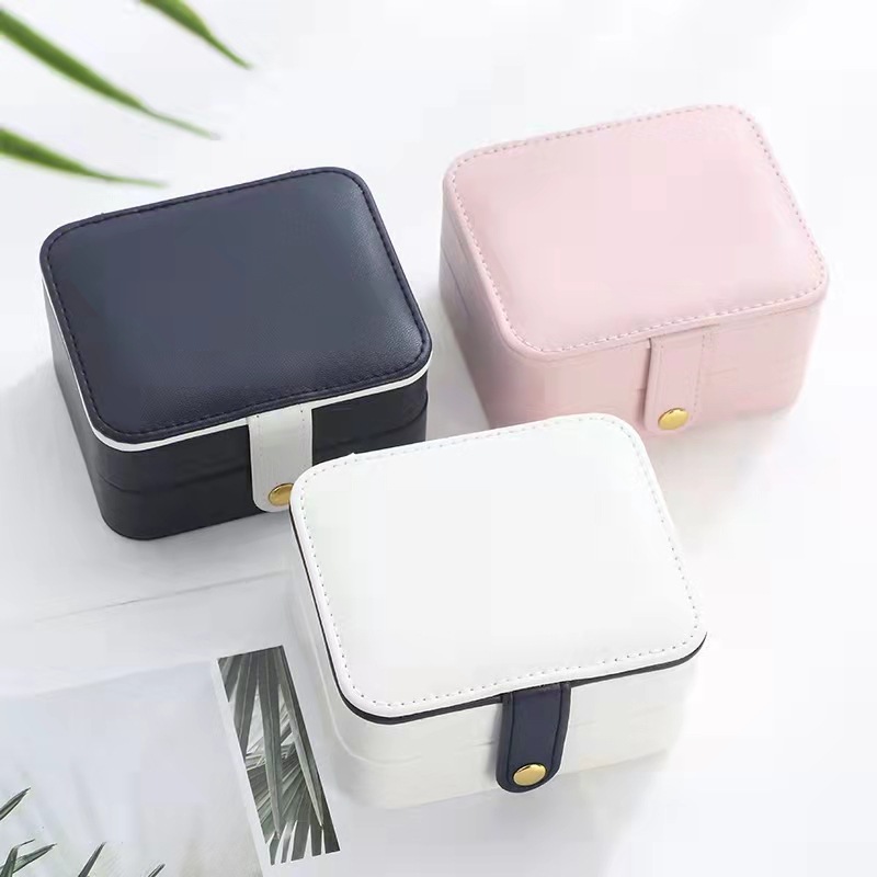 Picture of South Korea exquisite jewelry box multi-layer portable travel with mirror jewelry box earrings earrings packaging jewelry storage box