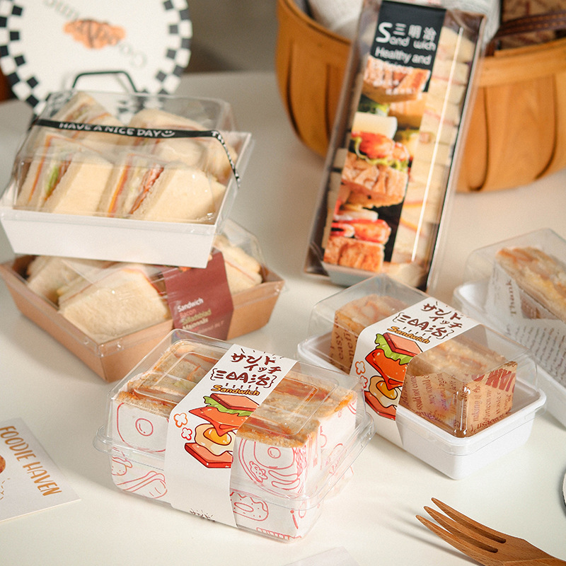 Net red sandwich packaging box meat floss Xiao Bei Xue Mei Niang puff cake towel roll box cake roll baking box
