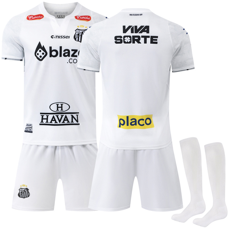 Picture of 2425 Sportswear No.10 Neymar Jersey White Brazilian League Away Stripes Santos Home Football Suit