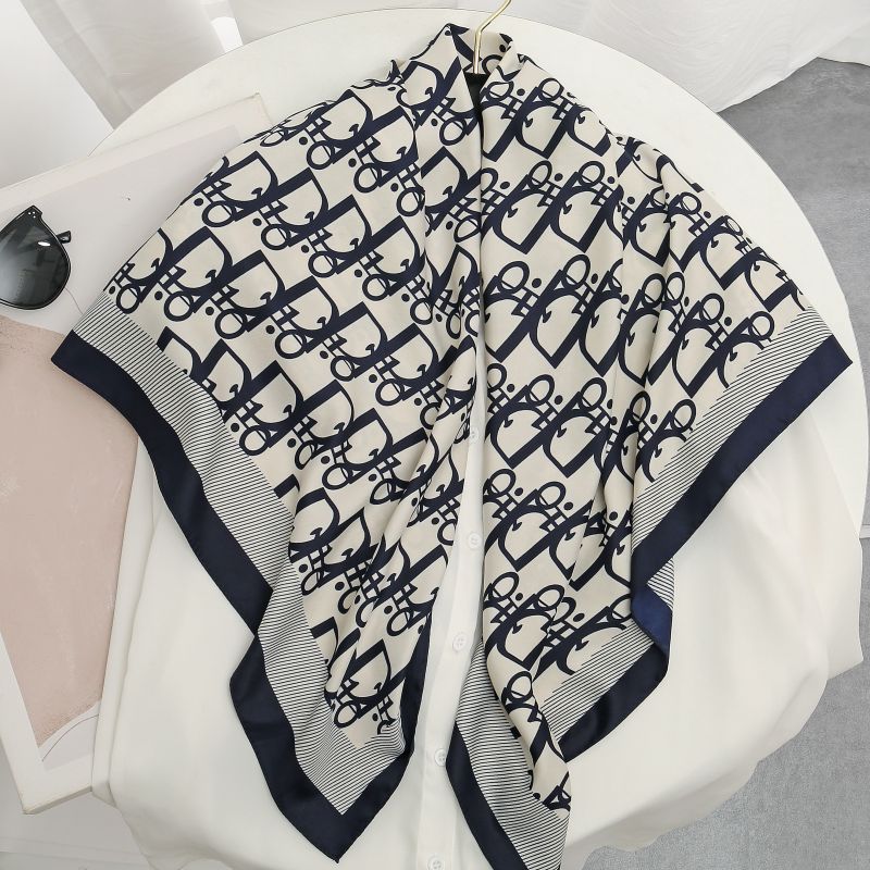 Picture of Autumn and winter all-match shawl animal printed black and white simple large square 90*90CM imitation silk twill silk scarf for women