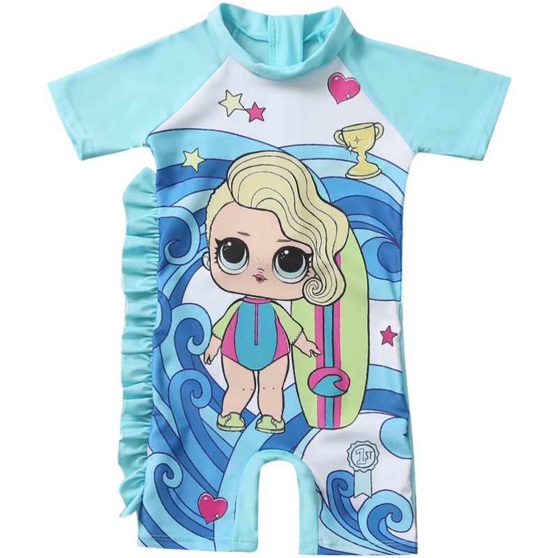 Children's Swimwear Girl Baby Girl One-piece New Children's Princess Baby Cyber Red Pink Children's Swimwear