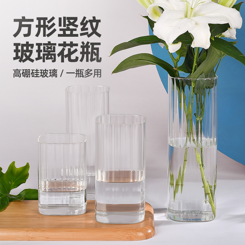 Home Creative Vase Glass Flower Pot Fleshy Plant Cute Glass Jar Wholesale Micro Landscape Square Candle Cup