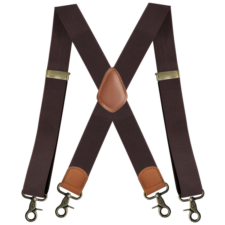 Picture of Manufacturers supply adult men's 4-clip elastic elastic strap X-shaped trousers suspenders with bronze hook buckle strap clip