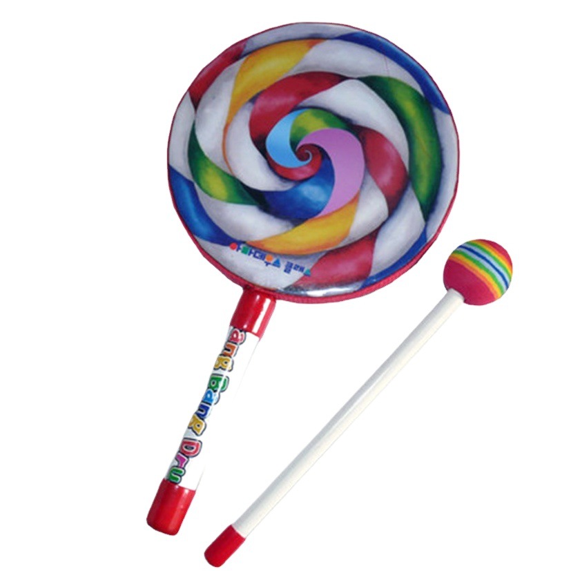8inch Lollipop Drums Orff Percussion Instruments Children's Music Kindergarten Early Education Aids 6inch Rainbow Hand Drums for Drumming