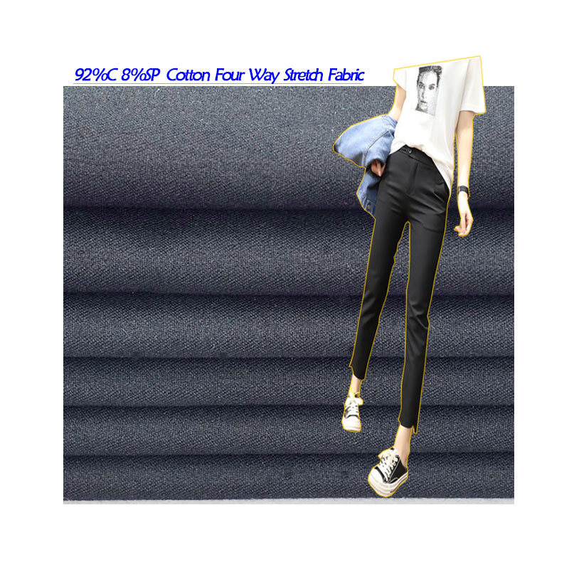Cotton four-sided elastic twill fabric warp and weft double elastic fabric trousers fashion tooling suit fashion woven fabric