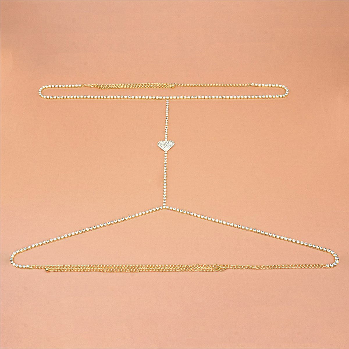 Picture of European and American fashion rhinestone love chest chain women's nightclub beach sexy bikini diamond body chain