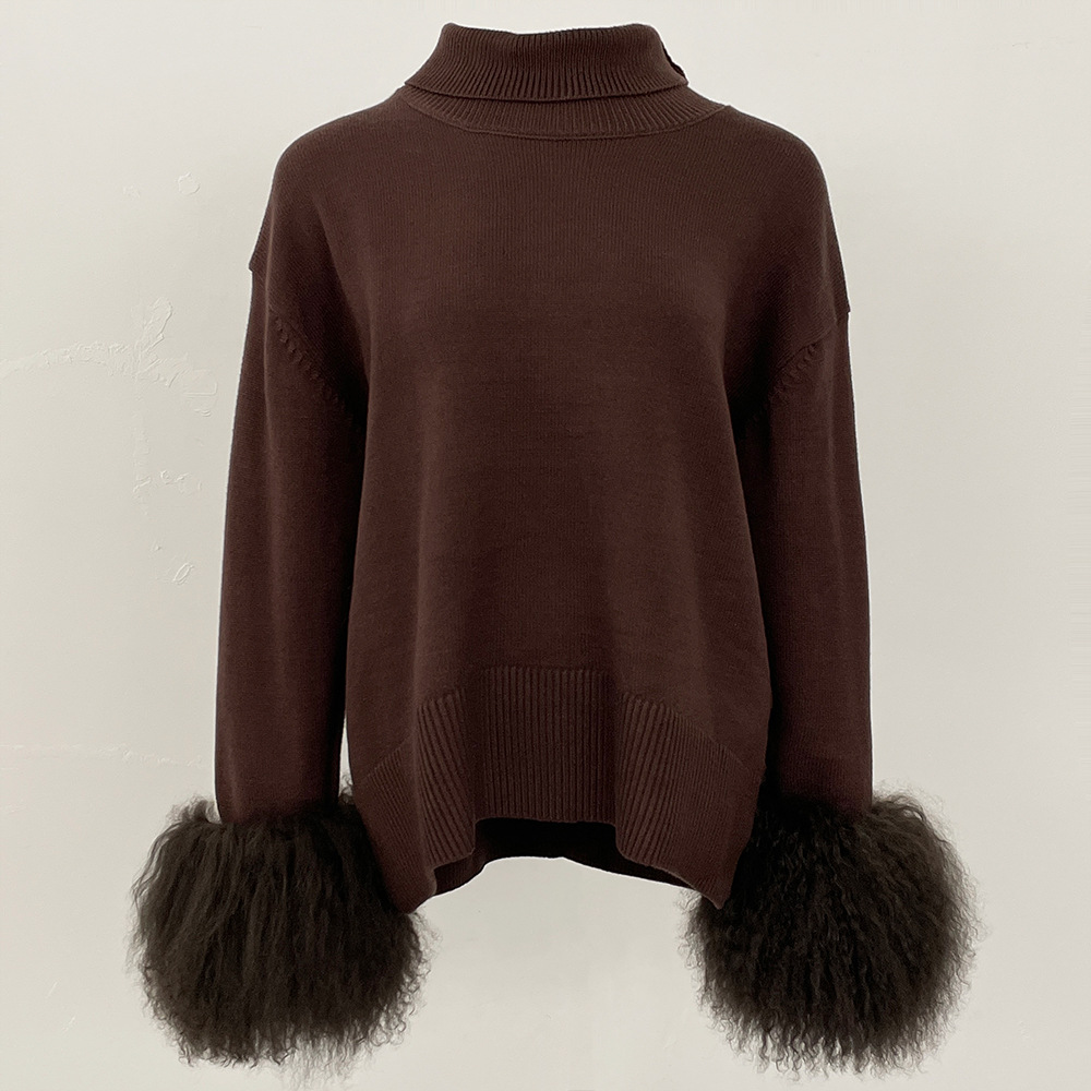 Real Beach Wool Cuff Aliexpress Amazon 25 Popular Autumn and Winter Loose Turtleneck Pullover Knitwear for Women